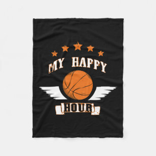 Basketball Is My Happy Hour Fleece Blanket