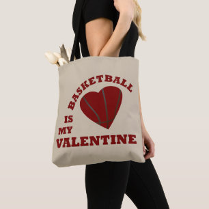 basketball is my valentine tote bag