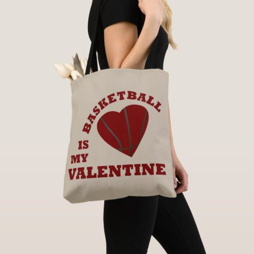 basketball is my valentine tote bag