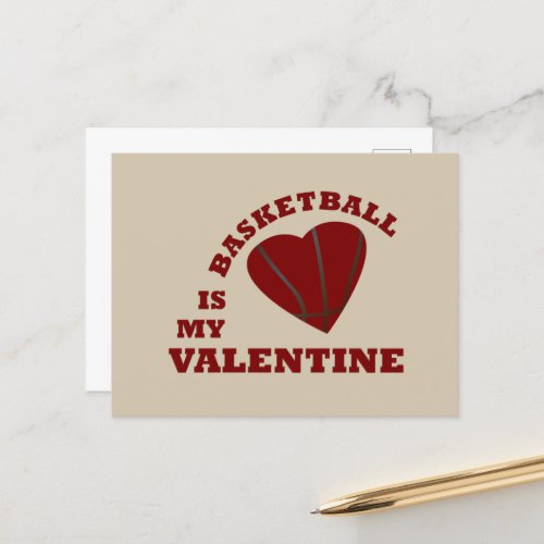 basketball is my valentine with red heart ball holiday postcard