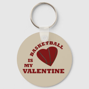 basketball is my valentine with red heart ball keychain