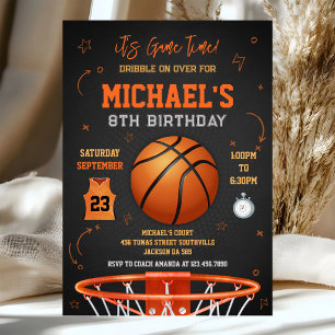 Basketball It's Game Time Sports Boy Birthday Invitation