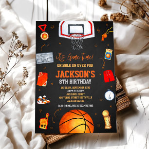 Basketball It's Game Time Sports Boy Birthday Invitation