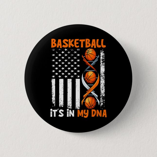Basketball It's In-My DNA Fun Player Coach Team Sp Button (Front)