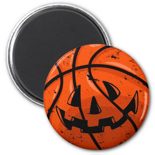 Basketball Jack O Lantern Grunge Halloween Pumpkin Magnet