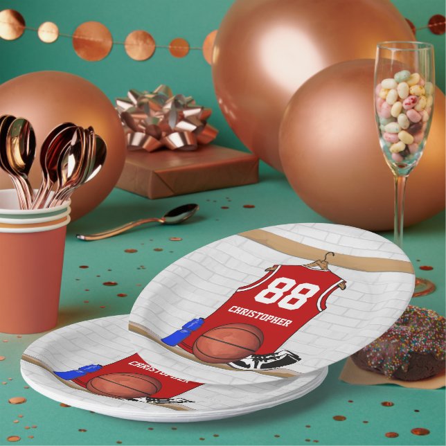 Basketball Jersey momento Paper Plates (Multi)
