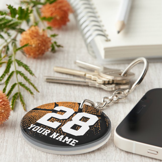 Basketball jersey number custom sports photo keychain (Front Right)