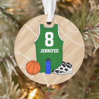 Basketball Jersey on court green Ornament