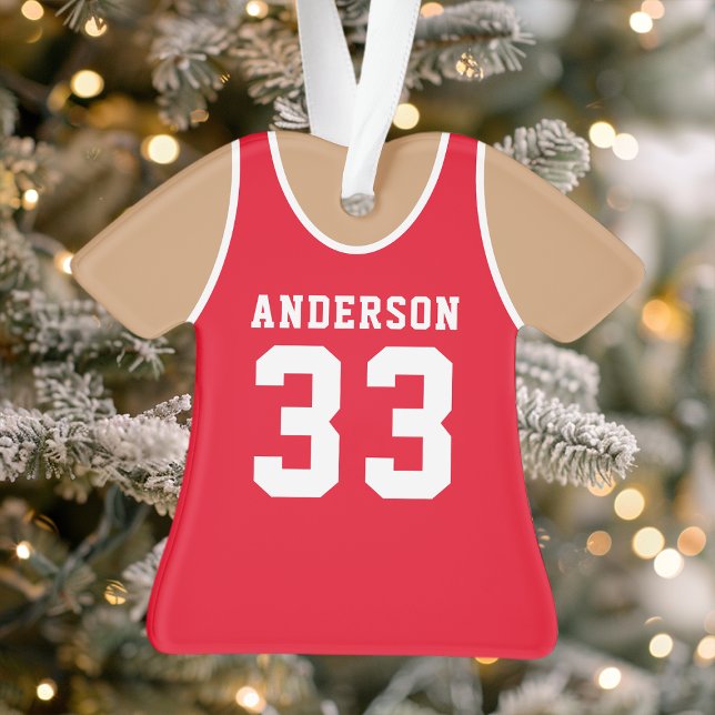 Basketball Jersey Sports Team Uniform Red Ornament (Creator Uploaded)