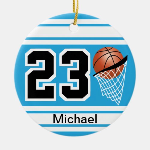 Basketball Jersey Style  DIY Text  Baby Blue Ceramic Ornament