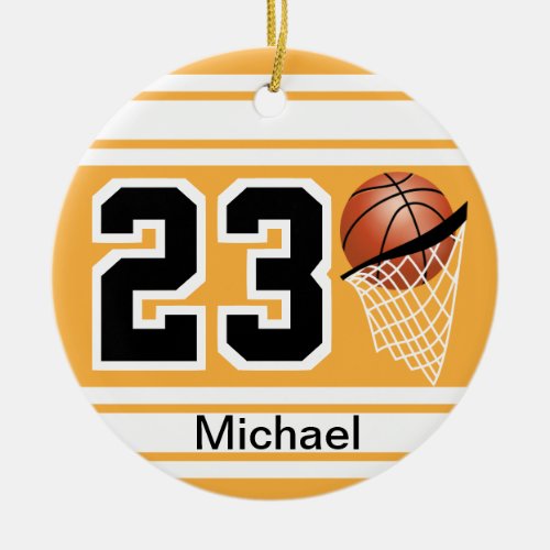 Basketball Jersey Style  DIY Text  Gold Ceramic Ornament