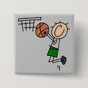 Basketball Jump Shot - Green T-shirts and Gifts Button