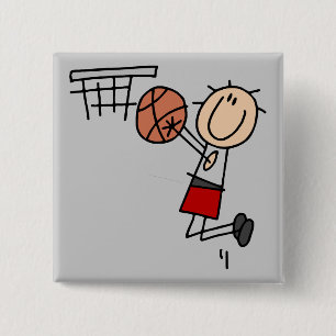 Basketball Jump Shot Red Tshirts and Gifts Pinback Button