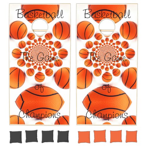 Basketball Kaleidoscope pattern art design Cornhole Set