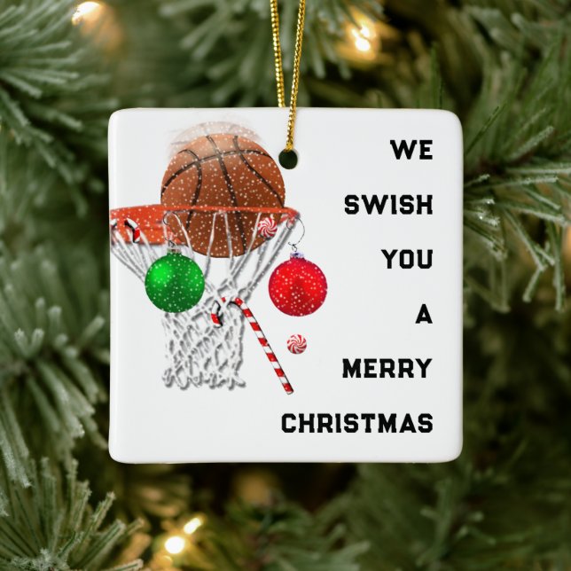 Basketball Keepsake Ceramic Ornament (Tree)