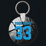 Basketball keychains for boyfriend or girlfriend<br><div class="desc">Personalized blue jersey number basketball keychain with name. Sporty present under 5$ for men / guys, women / ladies and children. Personalizable with funny quote, slogan, monogram, name or high school team name. Cool sports gift idea for basketball players, teammates and fans. Cute birthday party favor for senior students, teenagers...</div>