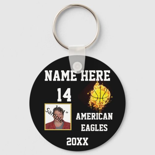 Basketball Keychains with Flame Photo