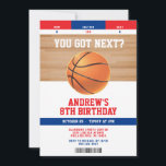 Basketball Kids Birthday Party Ticket Invitation<br><div class="desc">You got next? Invite all your friends and family to celebrate your child's birthday with this basketball ticket invitation! Easily edit with your details. Add your child's basketball photo to the back of the ticket. This design features a basketball illustration.</div>