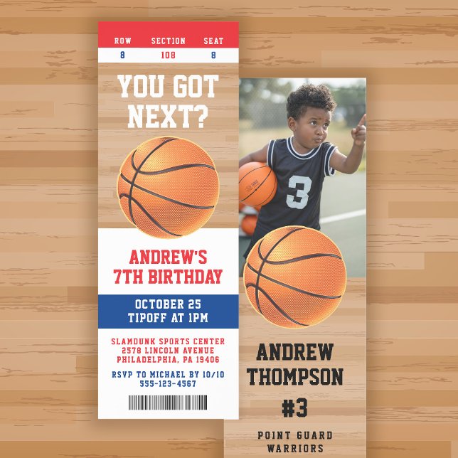Basketball Kids Birthday Party Ticket Invitation Bookmarks (Creator Uploaded)