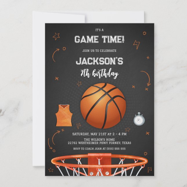 Basketball Kids Boy Birthday Party Invitation (Front)