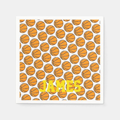 Basketball Kids Custom Name Sports Party Napkins