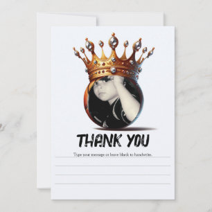 Basketball King Gold Crown Birthday Thank You Invitation