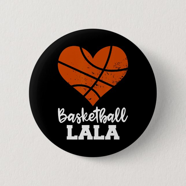 Basketball Lala Fun Basketball Heart Grandma La La Button (Front)