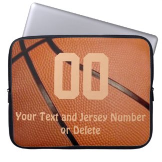 Basketball Laptop Sleeve with Your NUMBER and NAME