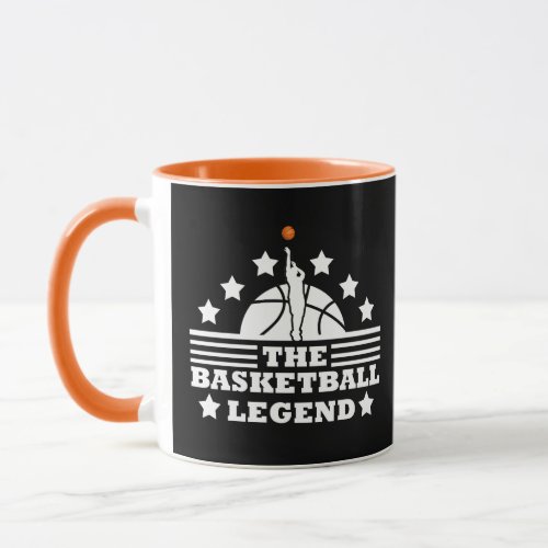 Basketball legend player white orange ball mug