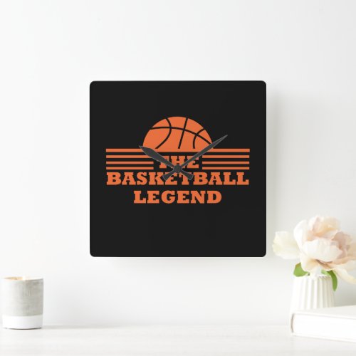 basketball legend square wall clock