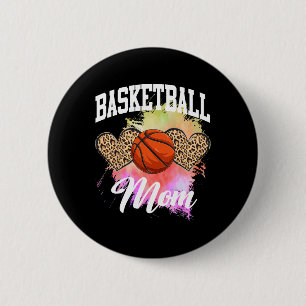 Basketball Leopard Heart tie dye Basketball Mom Ma Button