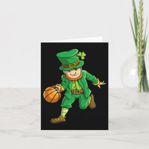 Basketball Leprechaun St Patricks Day Boys Kids Me Card