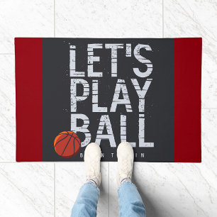 Basketball Lets Play Ball Born to Win Sports Doormat