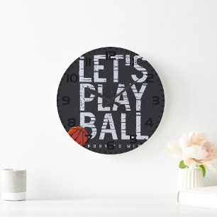 Basketball Lets Play Ball Born to Win Sports Large Clock