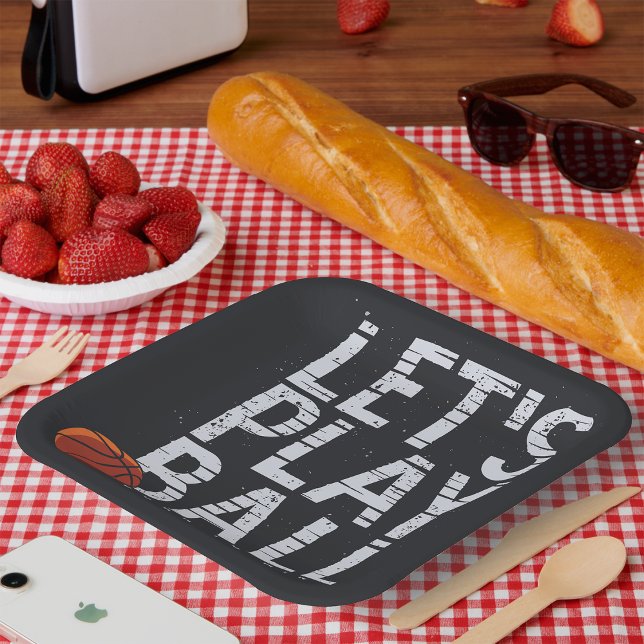 Basketball Lets Play Ball Born to Win Sports Paper Plates (Creator Uploaded)