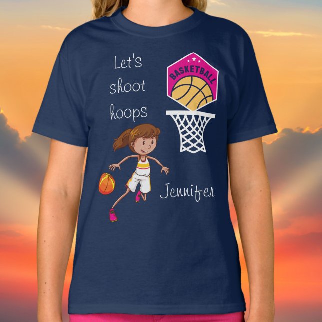 Basketball "Let's Shoot Hoops" Personalized   T-Sh T-Shirt (Basketball "Let's Shoot Hoops" Personalized T-Shirt)