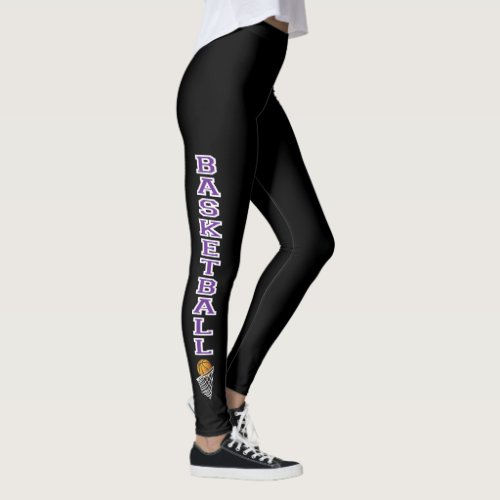 Basketball Letters in a Purple and White Leggings