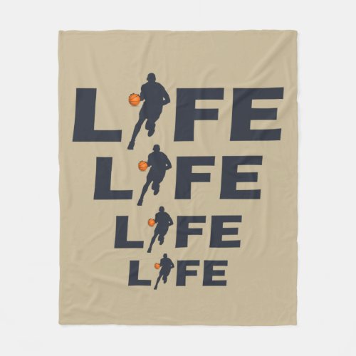 basketball life player dribbling with orange ball fleece blanket