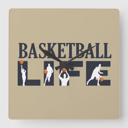 basketball life square wall clock