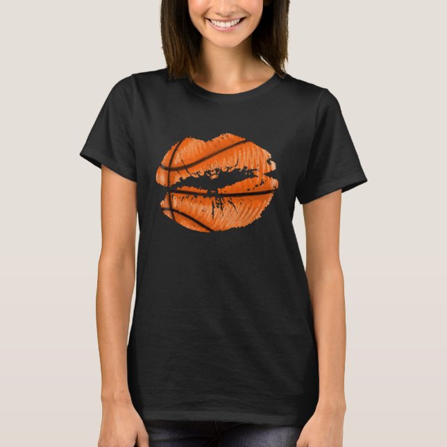 Basketball Lips Trendy Kiss Mouth Women Basketball T-Shirt (Front)