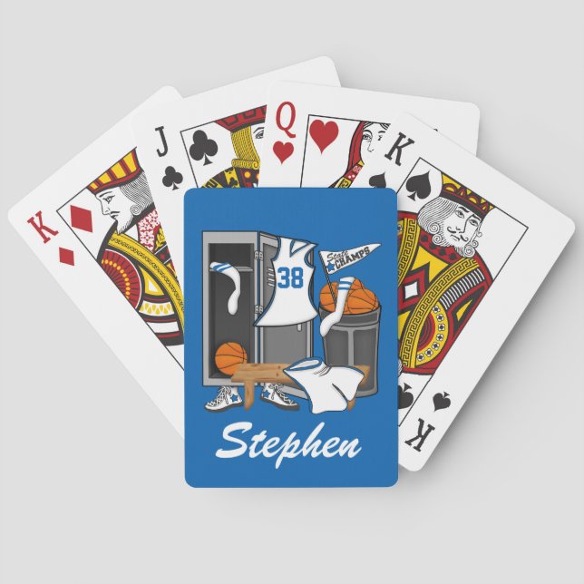 Basketball Locker Room Custom Player Name Number Poker Cards (Back)