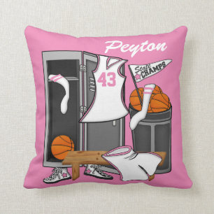 Basketball Locker Room Custom Player Name Number Throw Pillow