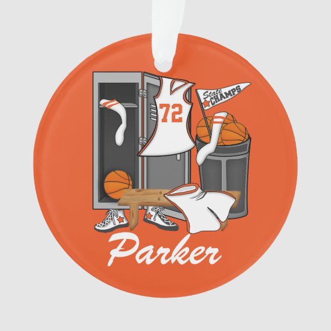 Basketball Lockerroom Custom Player Name Number Ornament (Front)