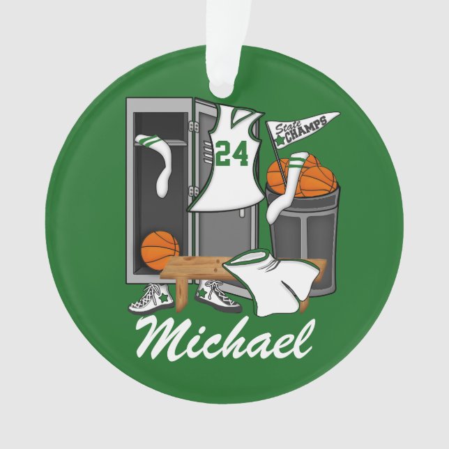 Basketball Lockerroom Custom Player Name Number Ornament (Front)