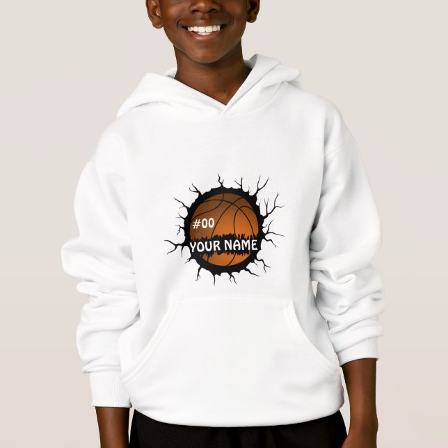 Basketball Logo, Basketball Custom Name Hoodie (Front)