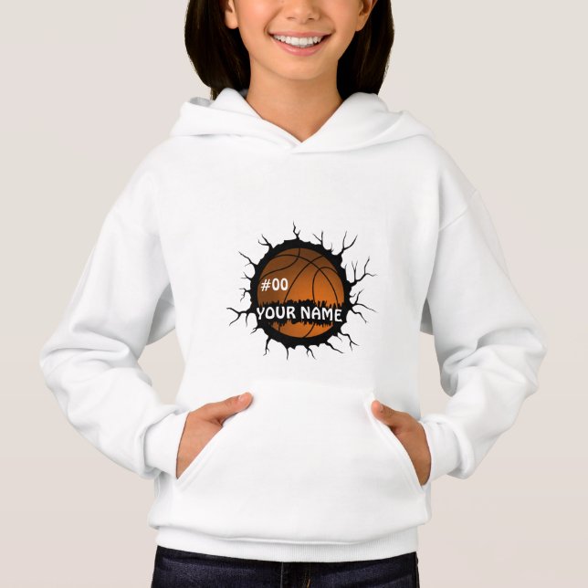 Basketball Logo, Basketball Custom Name Hoodie (Front)