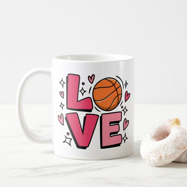 Basketball Love Cute Girls Women Basketball Player Coffee Mug (With Donut)