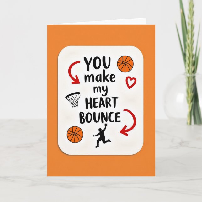 Basketball Love Heart Bounce Card (Front)