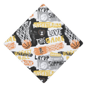 Basketball Lover Pattern Graduation Cap Topper