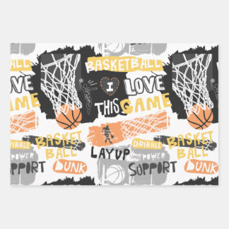Basketball Lover Pattern Wrapping Paper Sheets